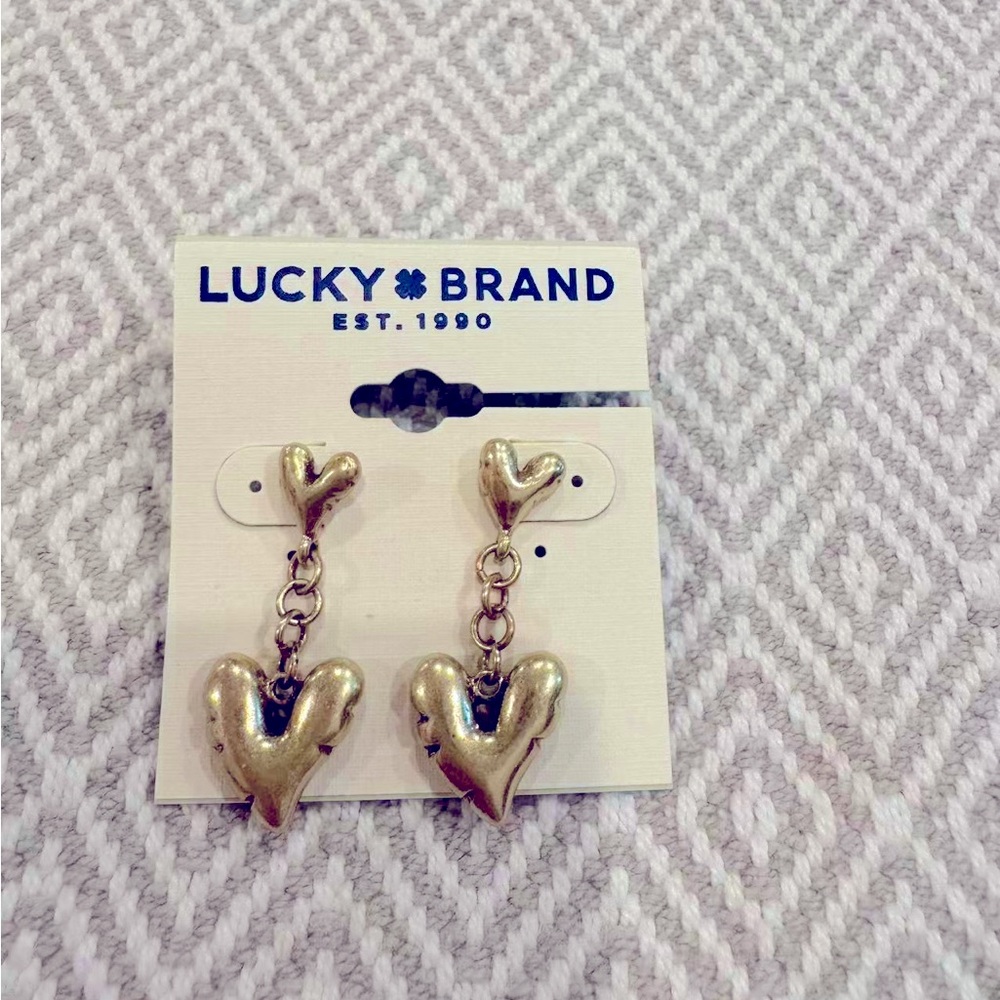 Lucky Brand Gold Heart Drop Earrings